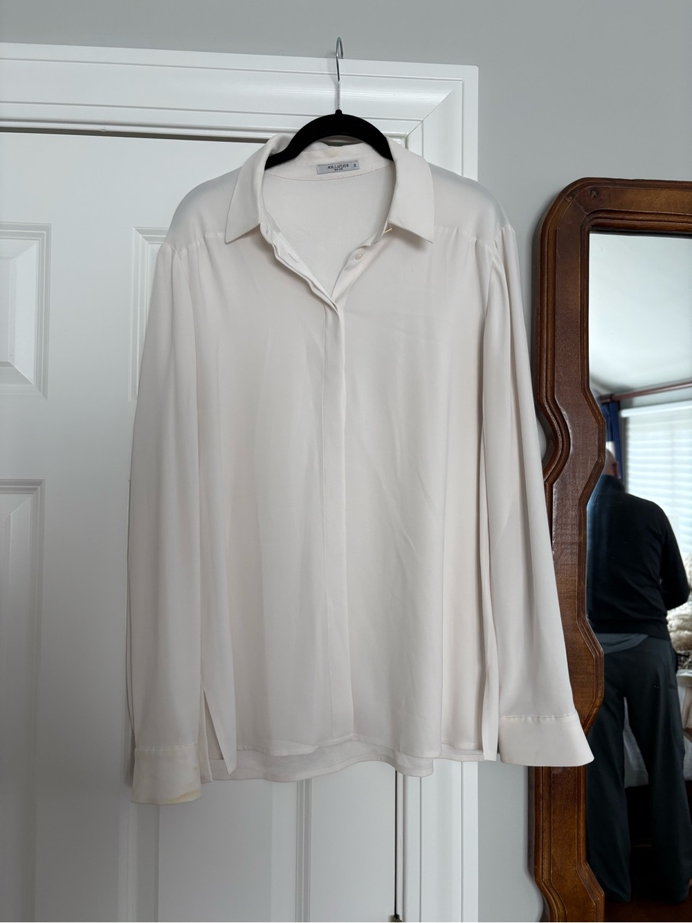 MM Lafleur Women's Cream Button-Front Silk Blend Shirt